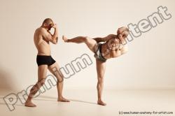 Underwear Martial art Man - Man White Moving poses Slim Short Blond Dynamic poses Academic